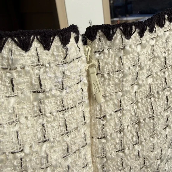 🆕Antonio Melani Aurelia Tweed Mini Dress Ivory Black Trim Ruffle 4,6,8,10,12,14 - Picture 8 of 17